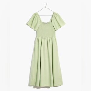 Madewell Linen Blend Lucie Smocked Midi Dress
